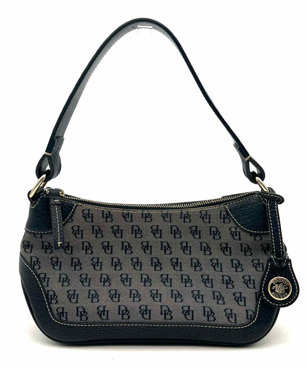 Dooney & Bourke Size S Bk/Gry/Gld Signature Fabric/Leather AS IS Shoulder Bag